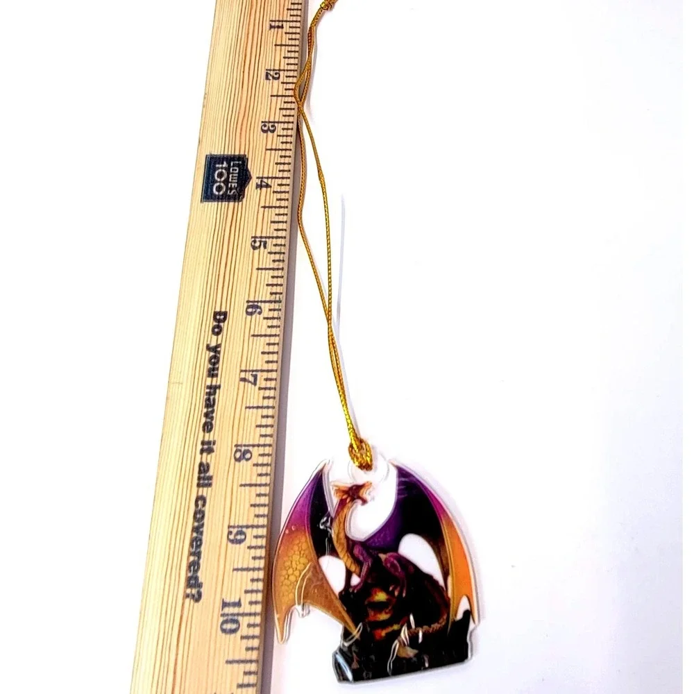 Dragon Ornament Acrylic Fantasy Mythical Purple Gold NEW
